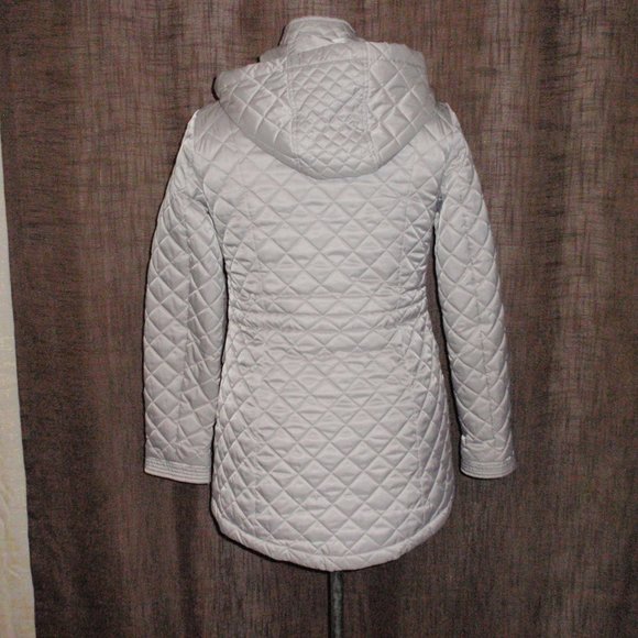 Nautica Silver Gray Quilted Puffer Jacket Removable Hood Sz S - Picture 7 of 16